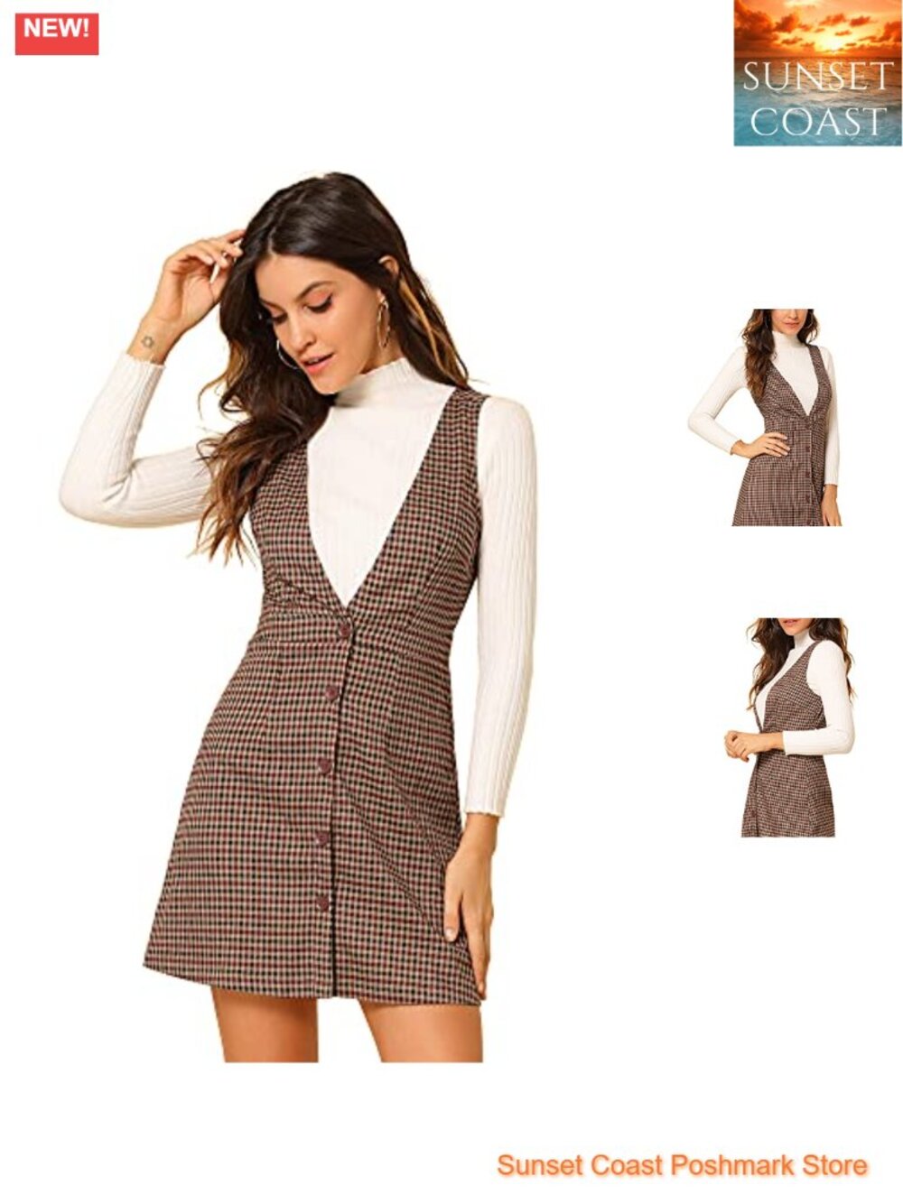 Women's Sleeveless Plaid Overall A-Line Dress